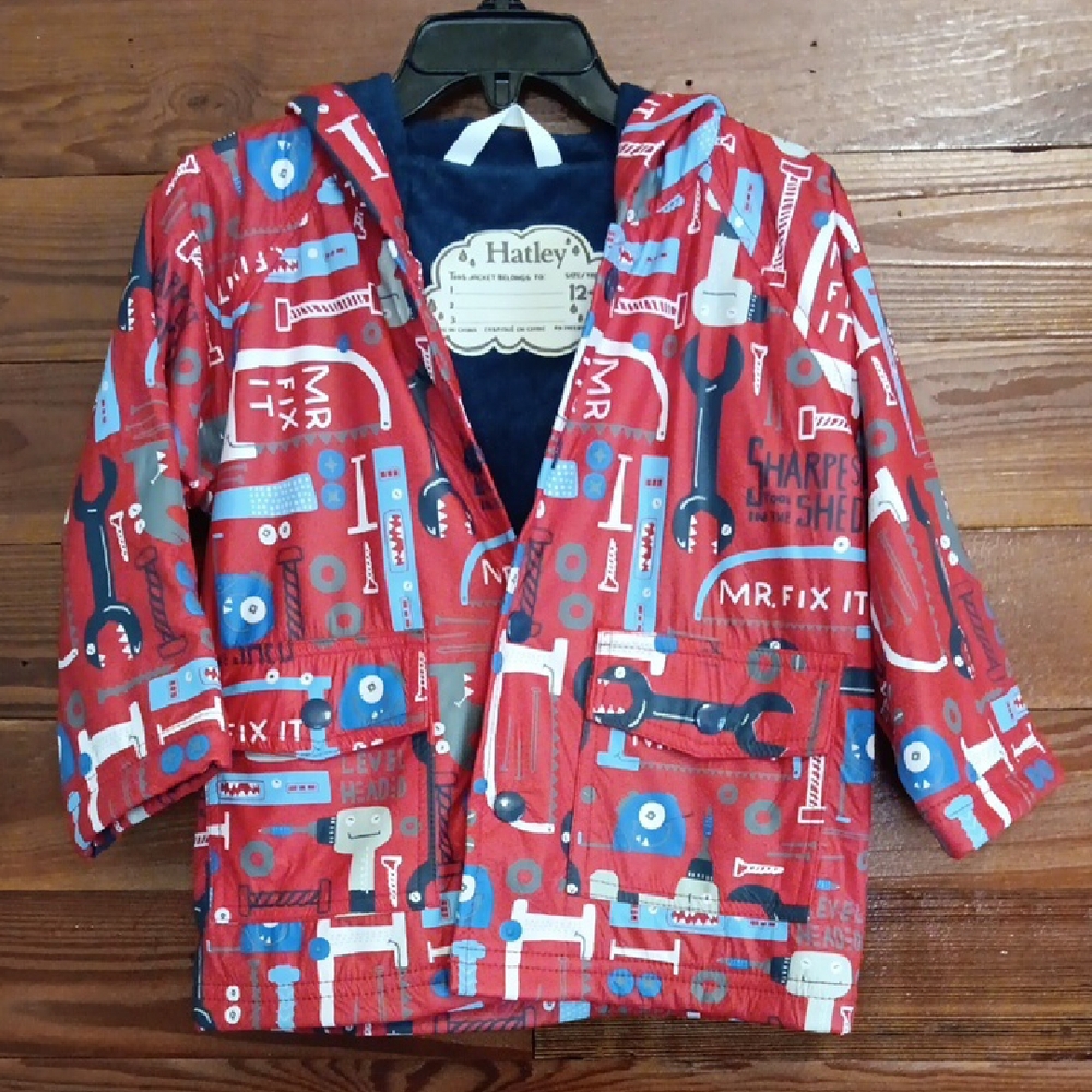 Hatley Mr. Fix It Red Raincoat with Tool Design